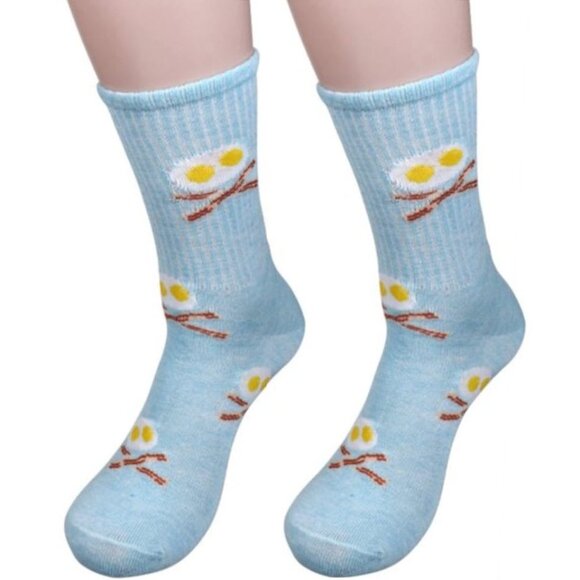 **3/$15* Mens Fun Bacon & Eggs Crew Socks - Picture 2 of 5